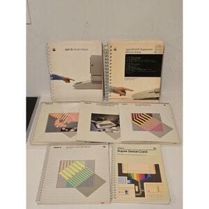 Vtg Authentic Apple Lot Of 7 Manuals Spiral Owners Serial Prodos Programmers IIe